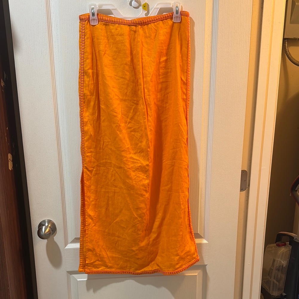 Magaschoni Orange Maxi Pencil Skirt Resort Wear